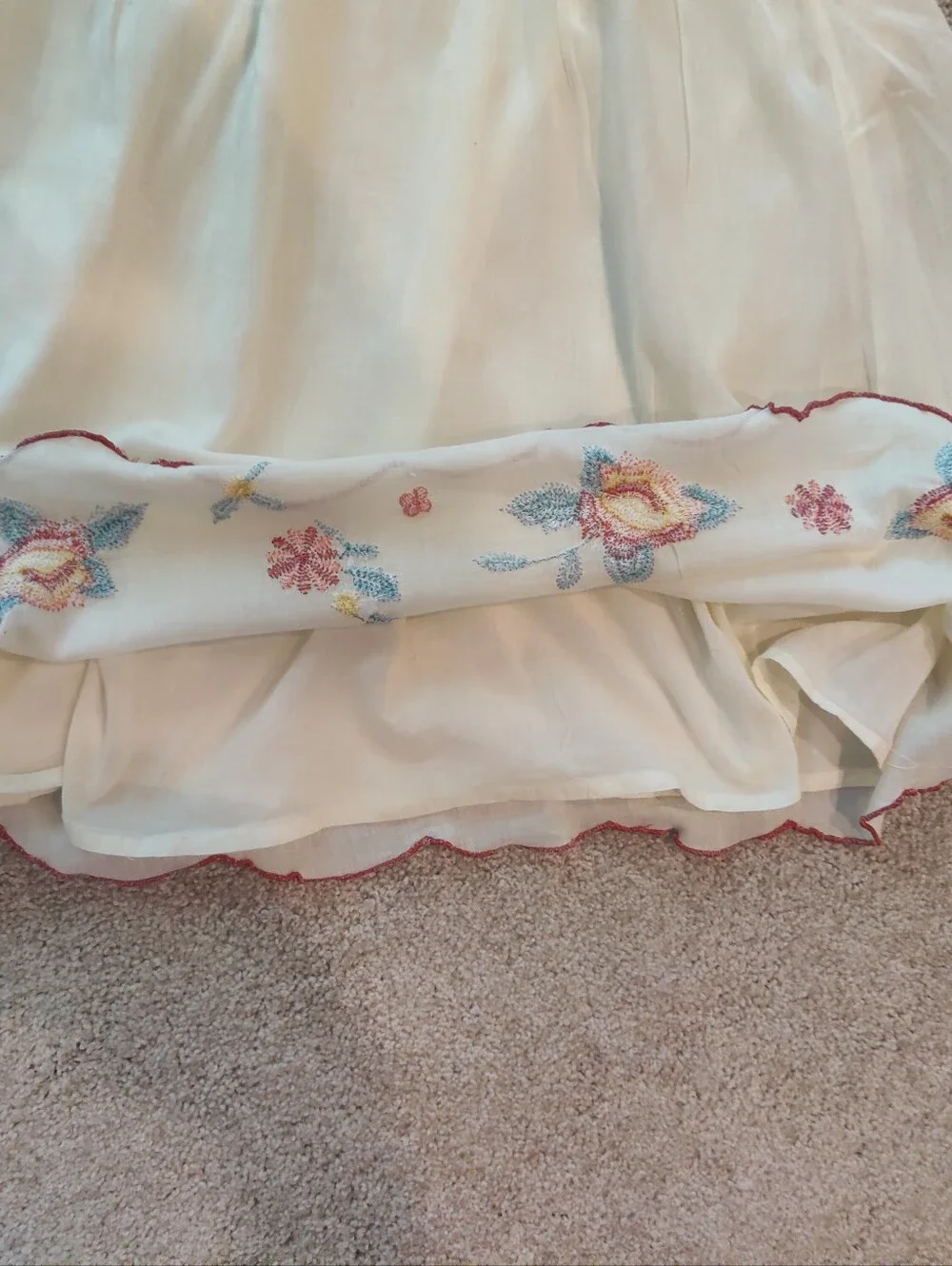 Adorable Cream and Teal Embroidered Sundress. So Cute! - Picture 8 of 8